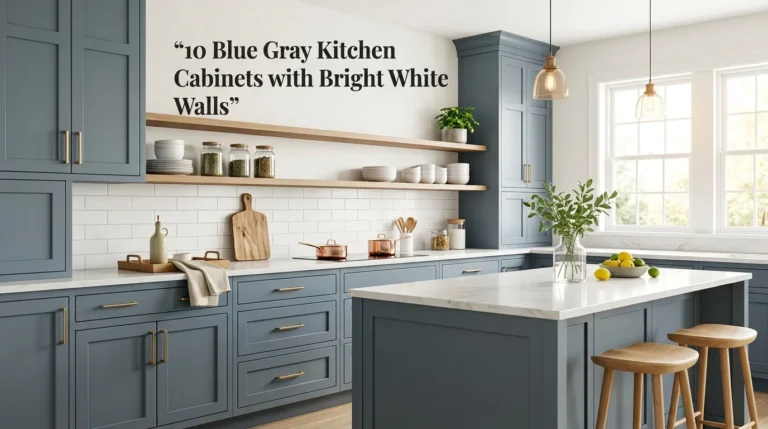10 Blue Gray Kitchen Cabinets with Bright White Walls