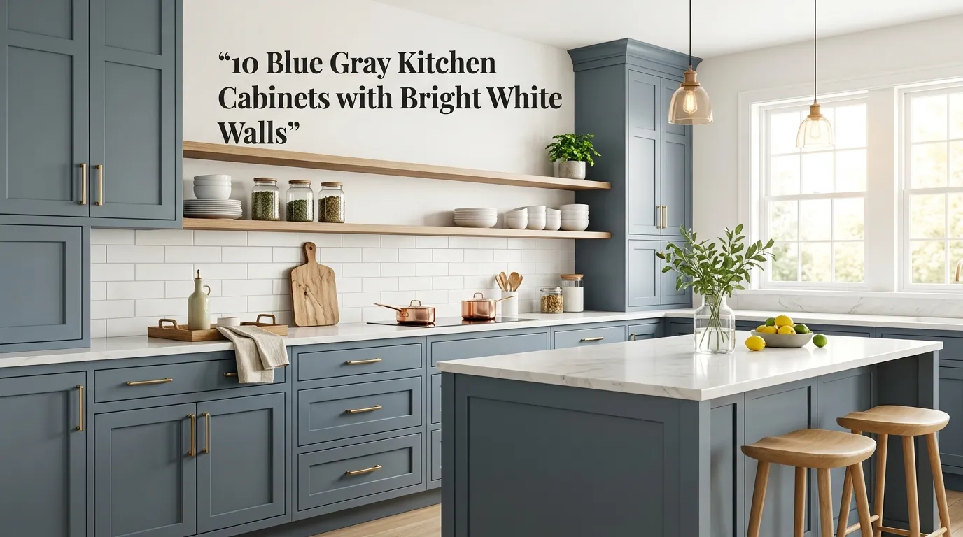 10 Blue Gray Kitchen Cabinets with Bright White Walls