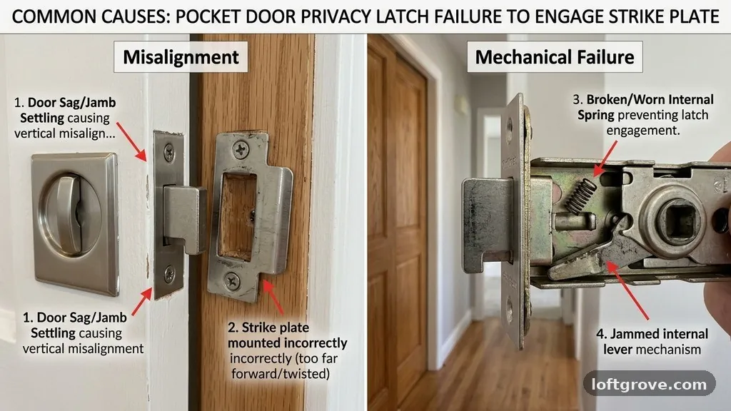 Why Do Pocket Door Privacy Latches Fail to Catch the Strike Plate?
